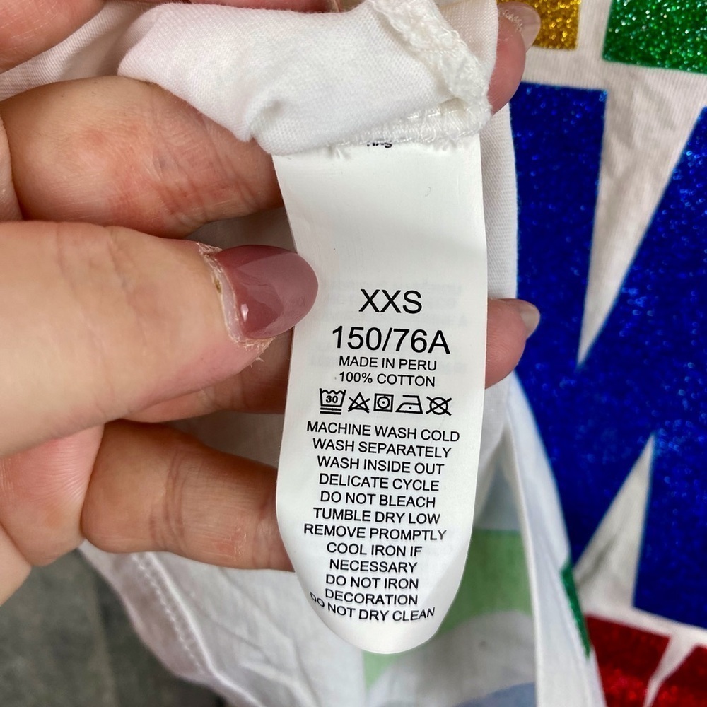 Kate Spade Rainbow Glitter Logo Tee in White Size XXS New! - Picture 7 of 12